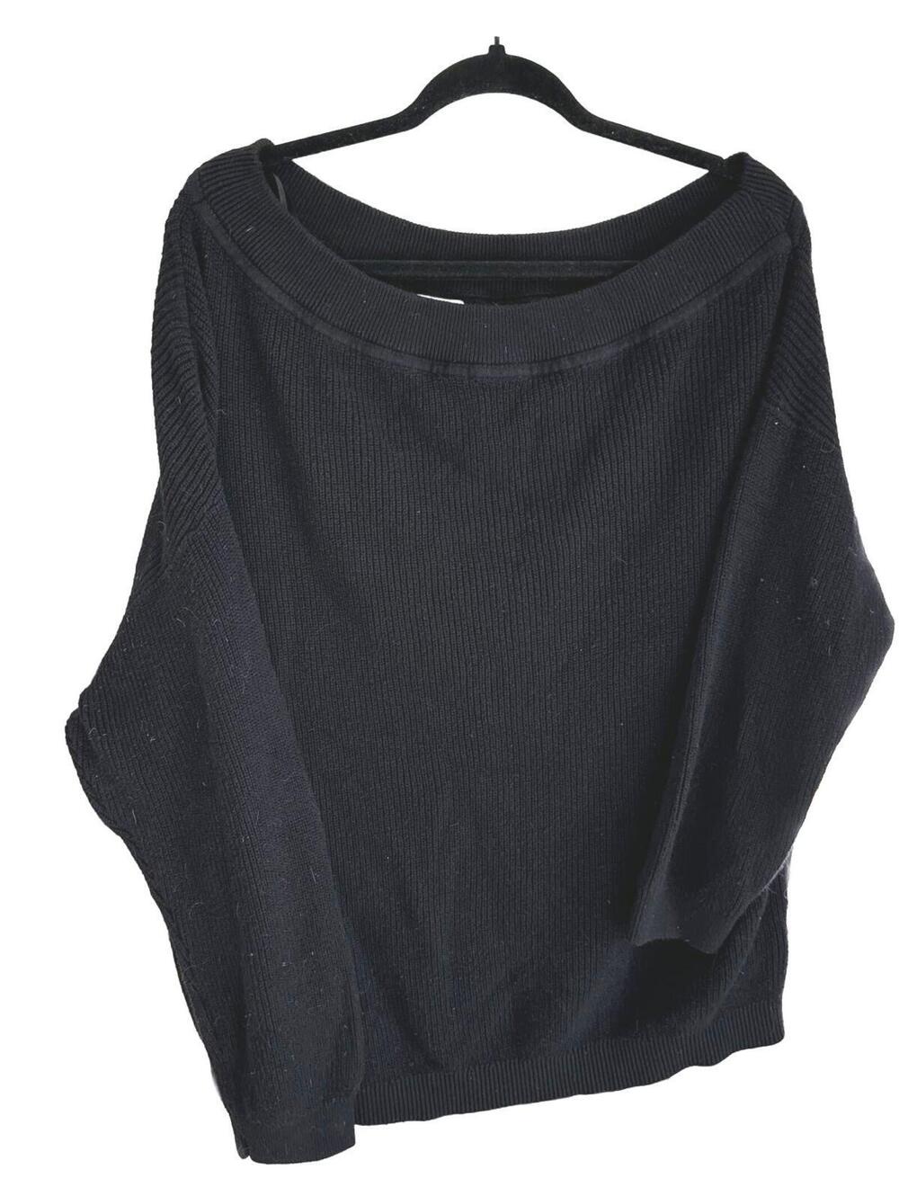 Michael Kors Women's Off-the-Shoulder Black Oversized Knit Sweater - XL